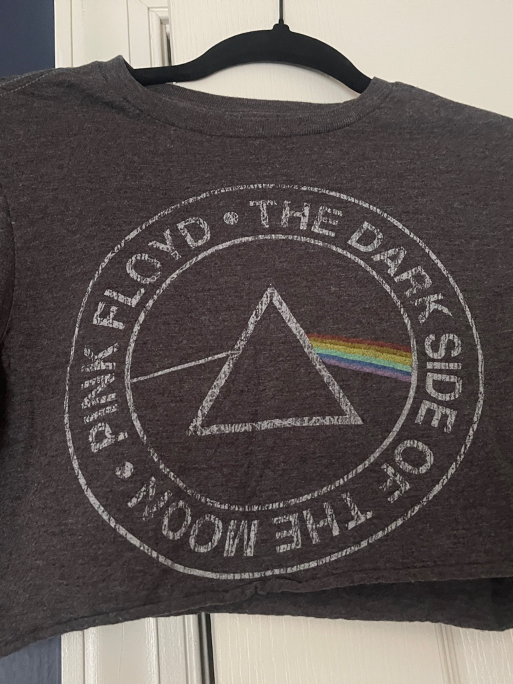 Pink Floyd Black Graphic crop Tee with Rainbow Prism
